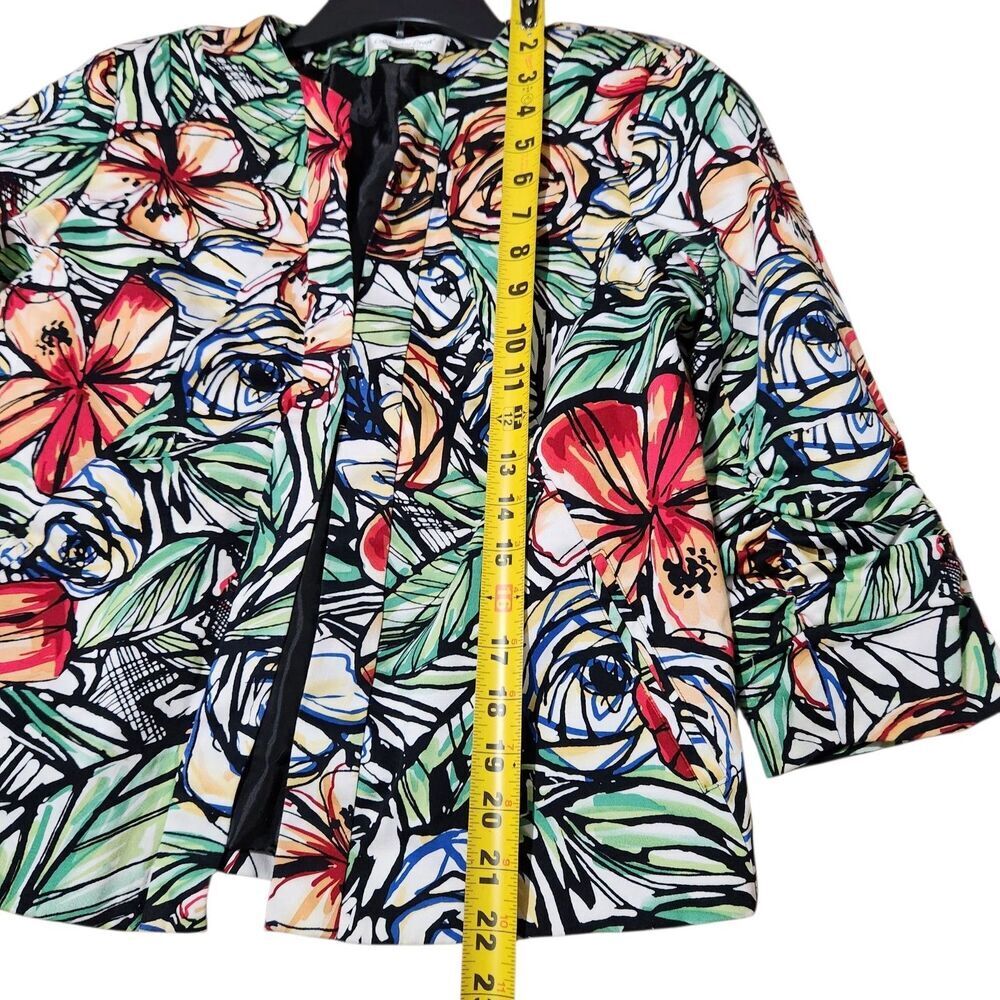 Coldwater Creek Womens Open blazer Size 8 Floral Lined 3/4 Sleeve - Picture 3 of 12